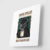  zwarte kat koffie met ruggegraat vierkante klok (Hoek)