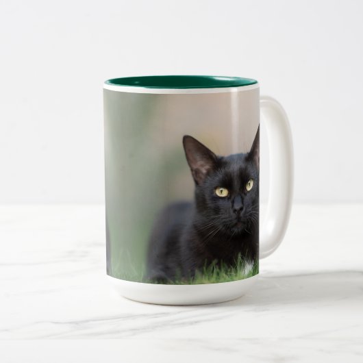 zwarte kat - koffie - mok (Voorkant rechts)