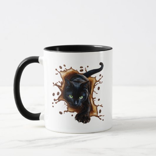 Zwarte Kat Koffie Splash Mok (Links)