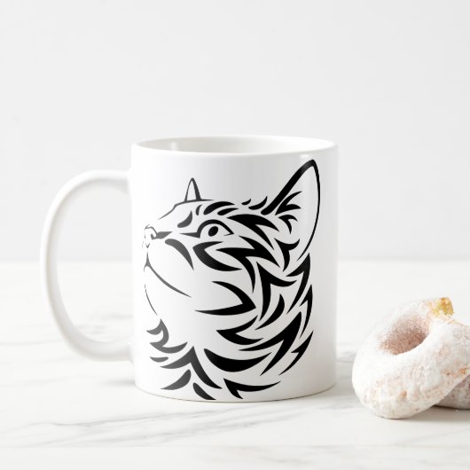 zwarte kat koffiemok (Met donut)