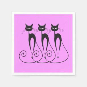 Zwarte kat komiek servet