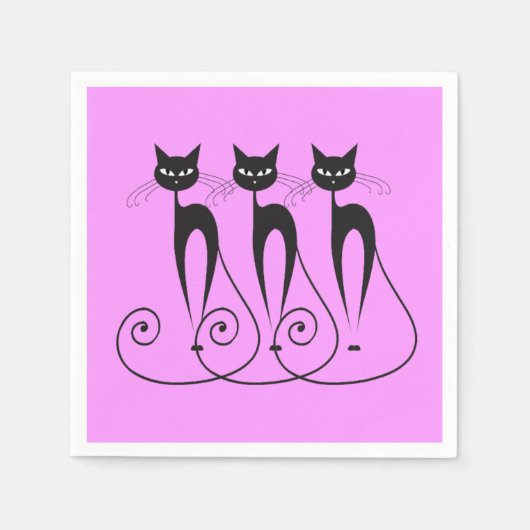 Zwarte kat komiek servet (Voorkant)