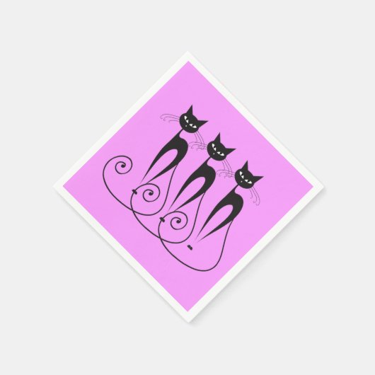 Zwarte kat komiek servet (Hoek)