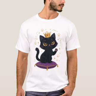 Zwarte Kat Koningin Cute Kat Liefhebber Koninklijk T-shirt