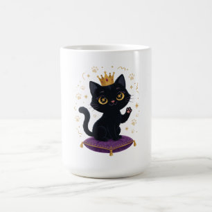 Zwarte Kat Koningin Mok Cute Kat Liefhebber Konink