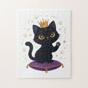 Zwarte Kat Koningin Puzzel Schattige Kat Liefhebbe