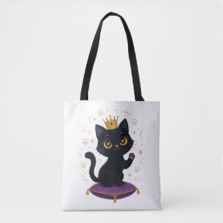 Zwarte Kat Koningin Tote Tas Schattige Kat Liefheb