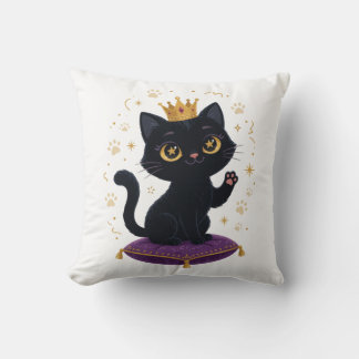 Zwarte Kat Koningin Worp Kussen Cadeau voor Kat Li