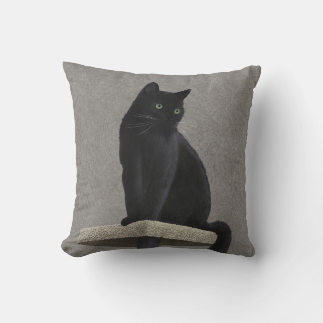 Zwarte Kat Koninklijk  Kussen (Voorkant)