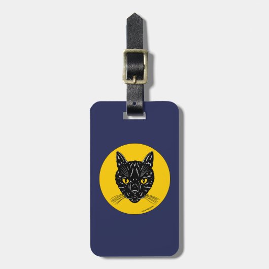 Zwarte Kat Kop Bagagelabel (Voorkant verticaal)