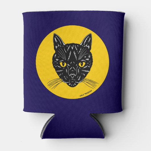 Zwarte Kat Kop Blikjeskoeler (Voorkant)