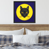 Zwarte Kat Kop Canvas Afdruk (Insitu (Slaapkamer))