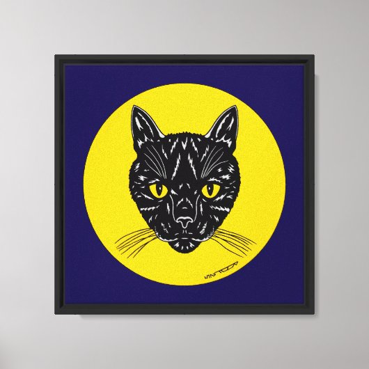 Zwarte Kat Kop Canvas Afdruk (Voorkant)