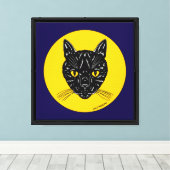 Zwarte Kat Kop Canvas Afdruk (Insitu (Houten vloer))