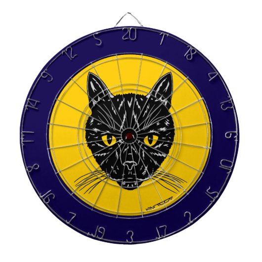 Zwarte Kat Kop Dartbord (Voorkant)
