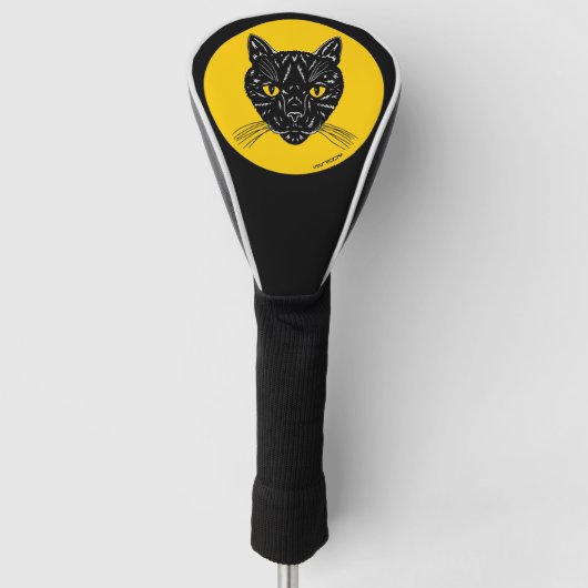 Zwarte Kat Kop Golfheadcover (Voorkant)
