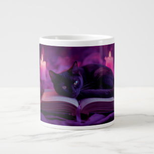 Zwarte Kat Kop Hekserige Kaarslicht Koffiekop