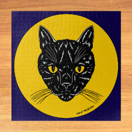 Zwarte Kat Kop Legpuzzel