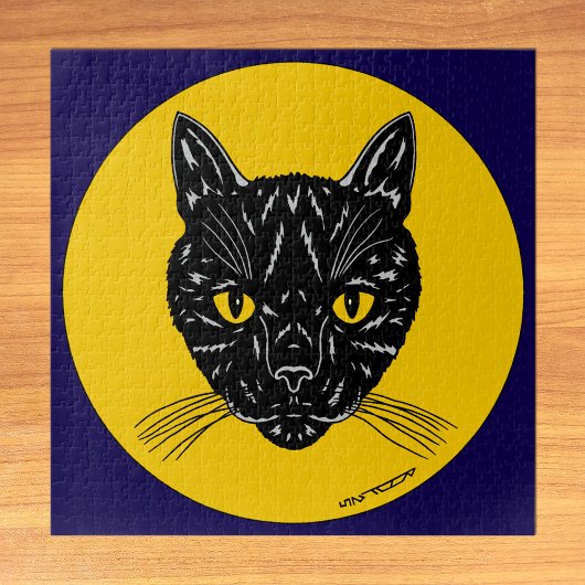 Zwarte Kat Kop Legpuzzel