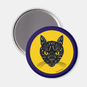Zwarte Kat Kop Magneet (Voorkant / Achterkant)