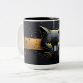 Zwarte Kat Kop Met Gouden Druppel Design 🐈 (Voorkant links)