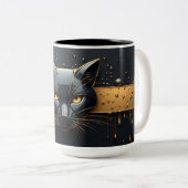 Zwarte Kat Kop Met Gouden Druppel Design 🐈 (Voorkant rechts)