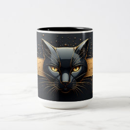 Zwarte Kat Kop Met Gouden Druppel Design 🐈