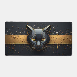Zwarte Kat Kop Met Gouden Druppel Design 🐈 Bureaumat