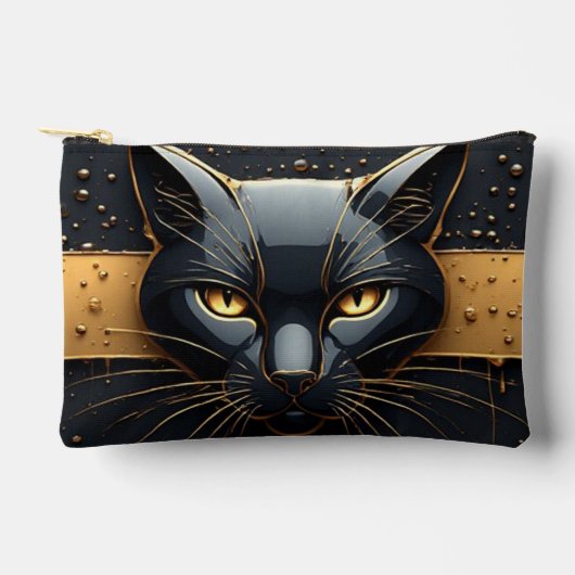 Zwarte Kat Kop Met Gouden Druppel Design 🐈 Etui (Voorkant)