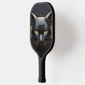 Zwarte Kat Kop Met Gouden Druppel Design 🐈 Pickleball Paddle (Links)