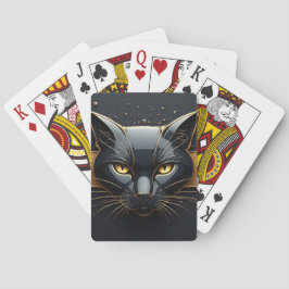 Zwarte Kat Kop Met Gouden Druppel Design 🐈 Pokerkaarten