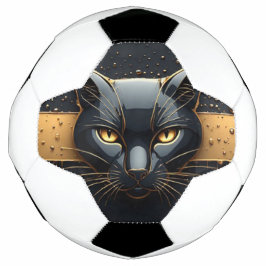 Zwarte Kat Kop Met Gouden Druppel Design 🐈 Voetbal