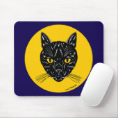 Zwarte Kat Kop Muismat (Met muis)