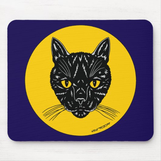 Zwarte Kat Kop Muismat (Voorkant)