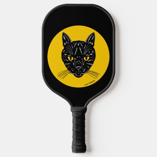 Zwarte Kat Kop Pickleball Paddle (Voorkant)