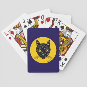 Zwarte Kat Kop Pokerkaarten