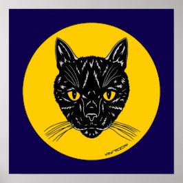 Zwarte Kat Kop Poster