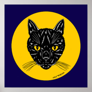 Zwarte Kat Kop Poster