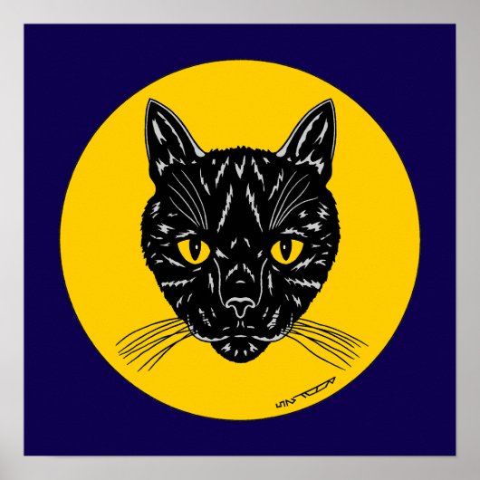 Zwarte Kat Kop Poster (Voorkant)