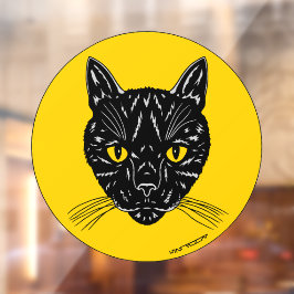 Zwarte Kat Kop Raamsticker