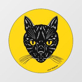 Zwarte Kat Kop Raamsticker