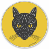 Zwarte Kat Kop Sticker (Voorkant)