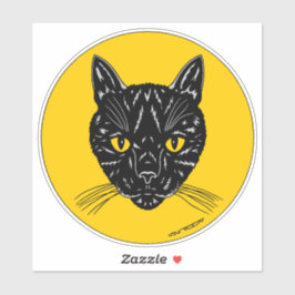 Zwarte Kat Kop Sticker