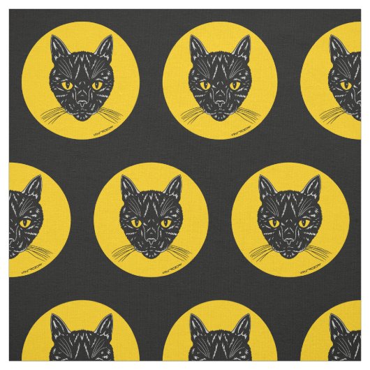 Zwarte Kat Kop Stof (Swatch)