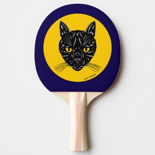 Zwarte Kat Kop Tafeltennisbatje (Voorkant)