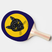 Zwarte Kat Kop Tafeltennisbatje (Zijkant)