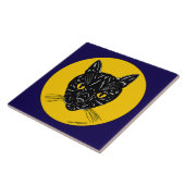 Zwarte Kat Kop Tegeltje (Zijkant)