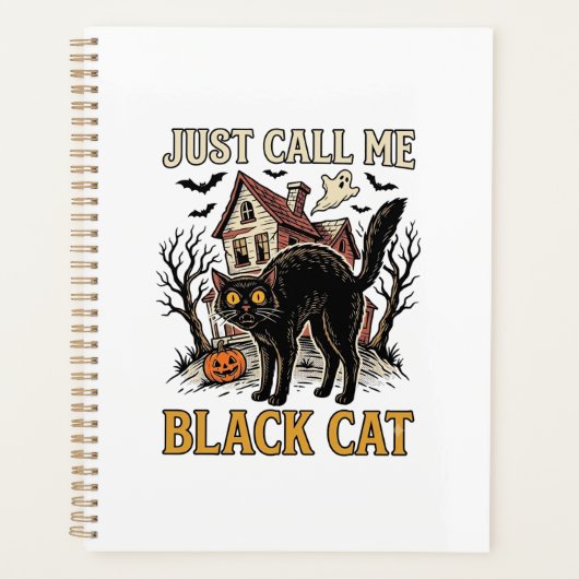 Zwarte Kat Kostuum Spookhuis Grappig Halloween Sh Planner (Voorkant)