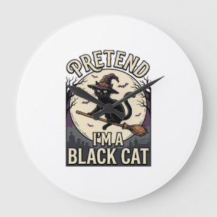 Zwarte Kat Kostuum Vintage Halloween Heks Kat Shir Grote Klok