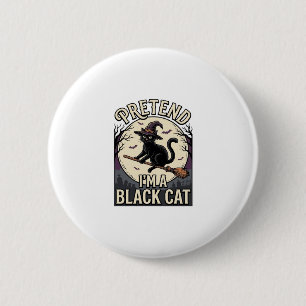 Zwarte Kat Kostuum Vintage Halloween Heks Kat Shir Ronde Button 5,7 Cm